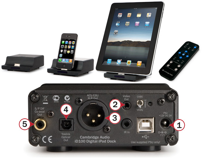 ID100 DOCKING STATION CAMBRIDGE IPOD IPAD IPHONE DACMAGIC DAC